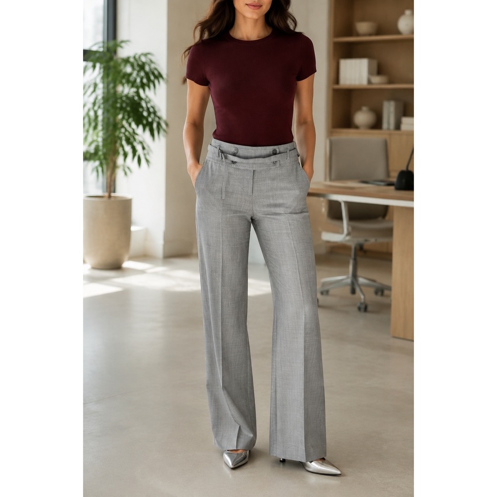 Ann Taylor LOFT Marisa Trousers Gray Tall Straight Leg Dress Pants 6T Q26